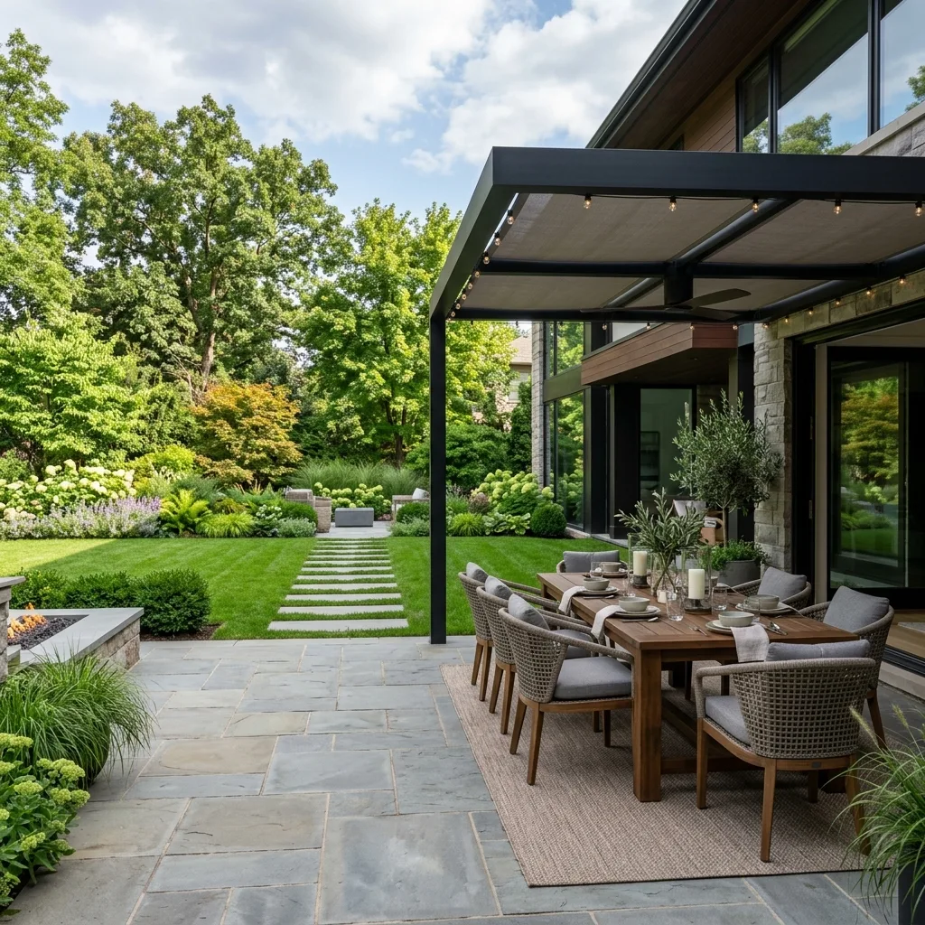 3D rendering paver dining patio