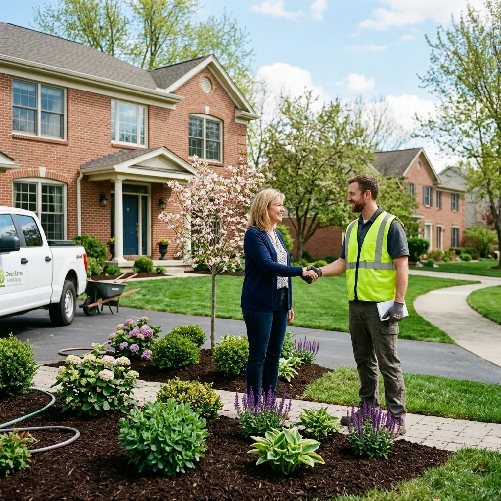 Landscaper shaking hands with homeowner