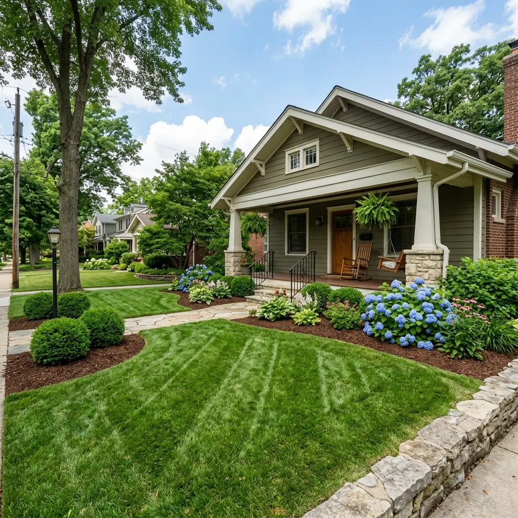Boxwood and hydrangea foundation planting — Naperville IL