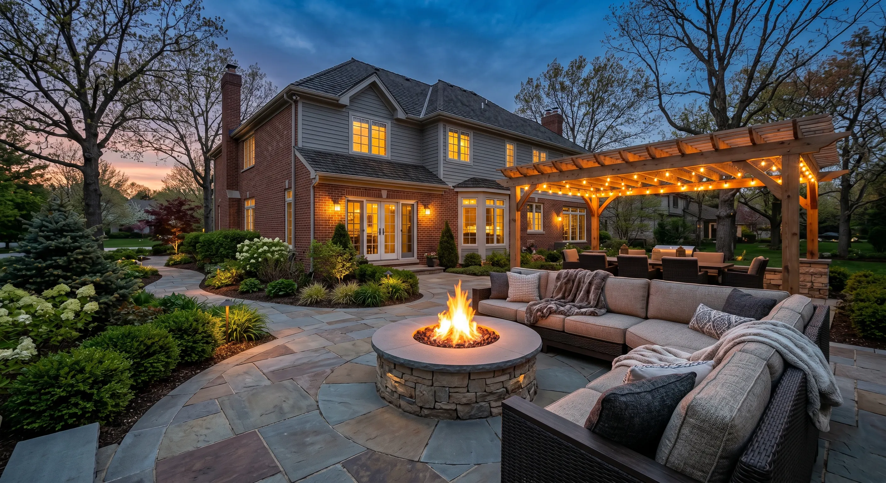 Patio firepit evening ambiance